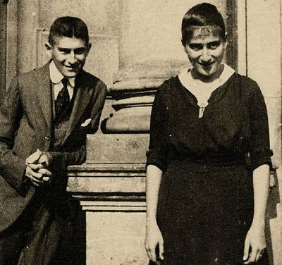 Kafka with his sister Ottilie near their parents' house in Prague